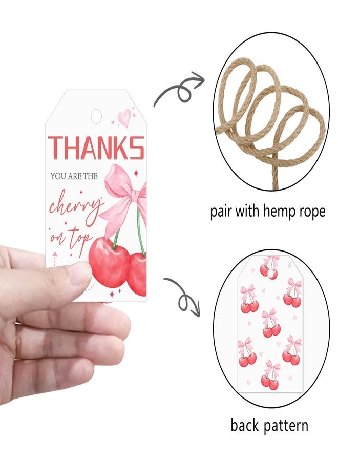 Aukolass 50pcs She's The Cherry On Top Favor Tags, Thank You Cherry Much Gift Tags for Sweet Cherry Themed Birthday and Baby Shower Party Gift Wrapping Decoration - Image 3